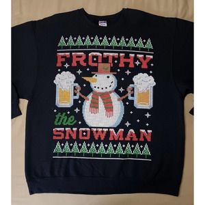 Vintage Frothy The Snowman Jerzees Long Sleeve Ugly Christmas Sweater Size XL